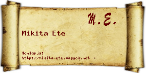 Mikita Ete névjegykártya